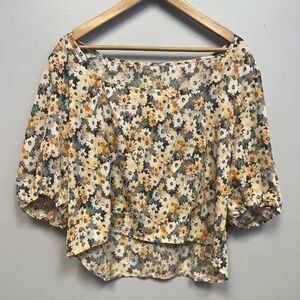 0224-13 Floral square neck Blouse